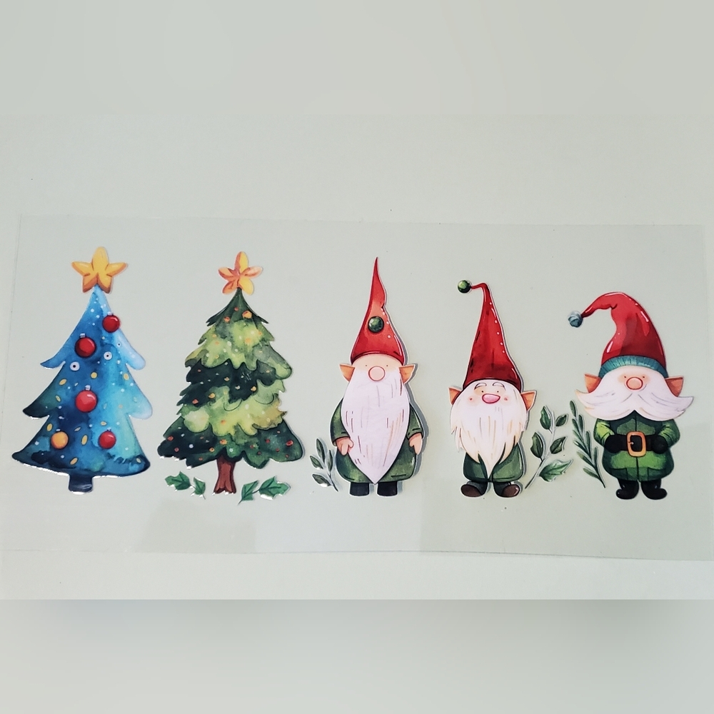 🌸3/$10 Whimsical Holiday Gnome Tree UV DTF cup wrap transfer stickers diy